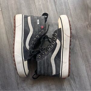 Vans Grey and White High-Top Skate Shoes